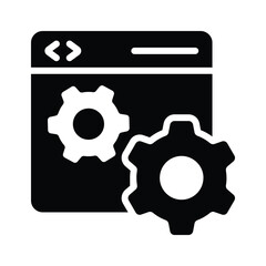 Cogwheel with website denoting concept icon of website setting