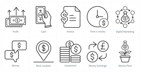 A set of 10 web marketing icons as profit, cash, invoice