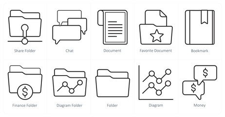 A set of 10 web marketing icons as share folder, chat, document