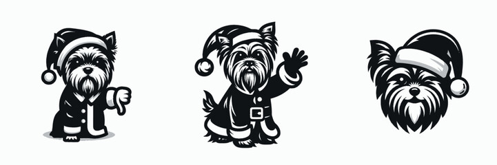 Fototapeta premium Yorkshire Terrier Disapproves of Santa Costume