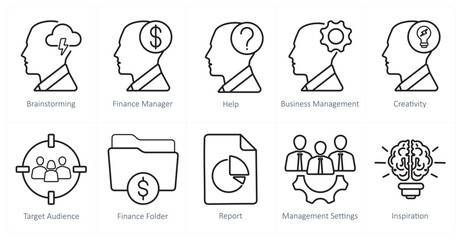 A set of 10 web marketing icons as brainstorming, finance manager, help