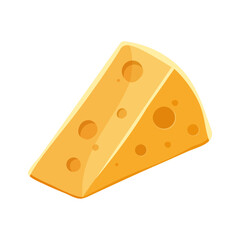 Cheese slice with holes Vector style Dairy products, organic farm products, snack, isolated on white background	e