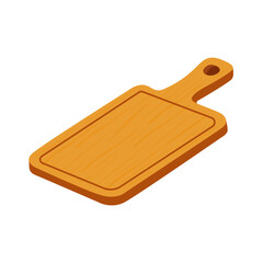 Rectangular wooden chopping board, side view, insulated on white background. Cooking trays Environmentally friendly kitchen utensils