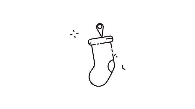 hanging socks christmas line art animation 2d video for celebration x mas , minimalist decoration icon animated footage motion graphic illustration design