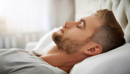 Person sleeping peacefully in bed, symbolizing rest, relaxation, and dreams.