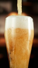 Pouring Beer into Long Glass, Vertical Composition.