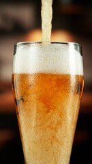 Pouring Beer into Long Glass, Vertical Composition.