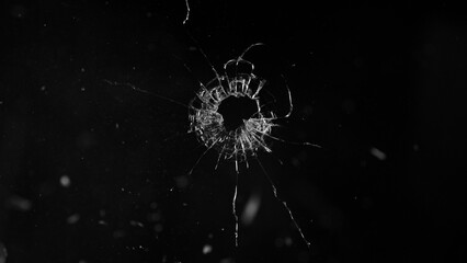 Texture of broken glass with cracks.