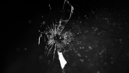 Texture of broken glass with cracks.