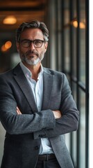 Fototapeta premium Professional businessman standing in an office, Generative AI