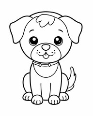 Obraz premium Cute kawaii dog illustration in minimalist black and white style for children's coloring book on a white background 