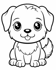 Obraz premium Cute kawaii dog illustration in minimalist black and white style for children's coloring book on a white background 