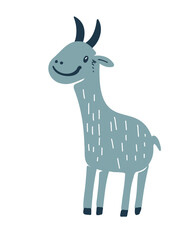 Funny goat in a children's cartoon vector illustration
