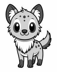 Cute kawaii hyena in minimalist black and white style for children's coloring book on white background
