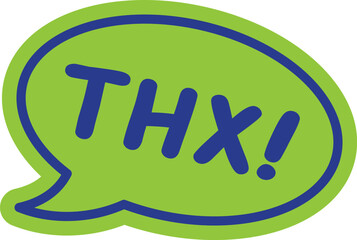 Thx label. Thanks sticker in comic bubble shape
