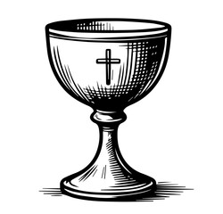 black and white cup cross religion vector