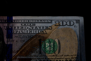 Fototapeta premium USD money banknotes, detail photo of US dollars