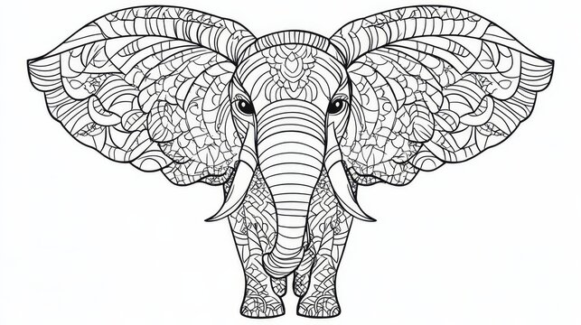 recommend clip art: Intricate Elephant Illustration in Zentangle Style, Perfect for Adult Coloring Books or Wall Art