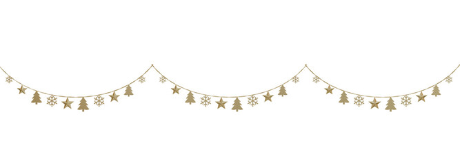 Obraz premium Shimmering Christmas Garland: This beautiful garland, adorned with sparkling gold accents, is the perfect way to add a touch of magic to your holiday celebrations.