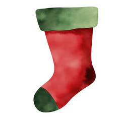 Festive Christmas Stocking Clipart: Watercolor Holiday Decor for Cheerful Seasonal Designs
