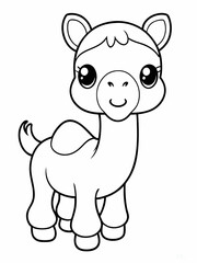 Fototapeta premium Cute kawaii camel in minimalist style illustration for children's coloring book on a white background 