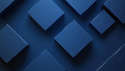 Obraz premium Abstract 3D Geometric Background, Blue Square Cubes Minimalistic Design, Modern Art, Architecture