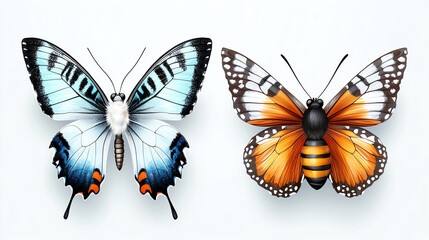 Naklejka premium Harmony in nature a butterfly and honeybee together wings symbolizing unity and balance in the ecosystem