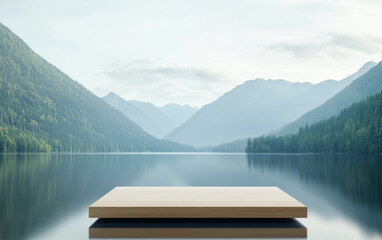 Obraz premium Natural and fresh background of e-commerce products display table