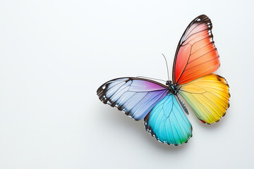 A butterfly with rainbow-colored wings symbolizing transformation and freedom in nature's palette