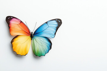A stunning butterfly with rainbow-colored wings symbolizing transformation and beauty in nature