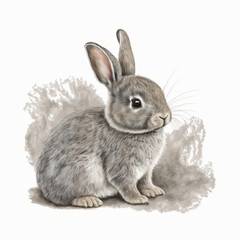 Obraz premium Fluffy Grey Baby Bunny Spring Meadow, rabbit,easter,hare,soft,pet,grass,spring,woodland creature
