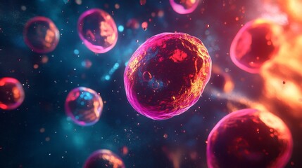 Fototapeta premium Abstract Illustration of Glowing Orbs in a Cosmic Setting