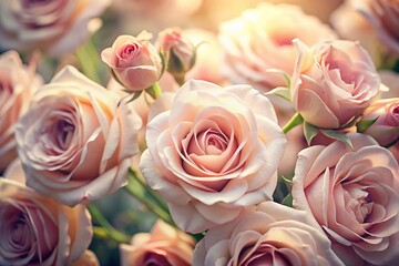 Delicate Pale Pink Roses in Tilt-Shift Photography for Soft Floral Aesthetics