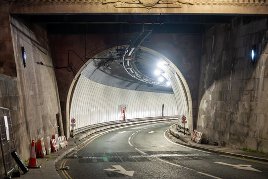 Fototapeta Queensway tunnel entrance leading under the river mersey in liverpool
