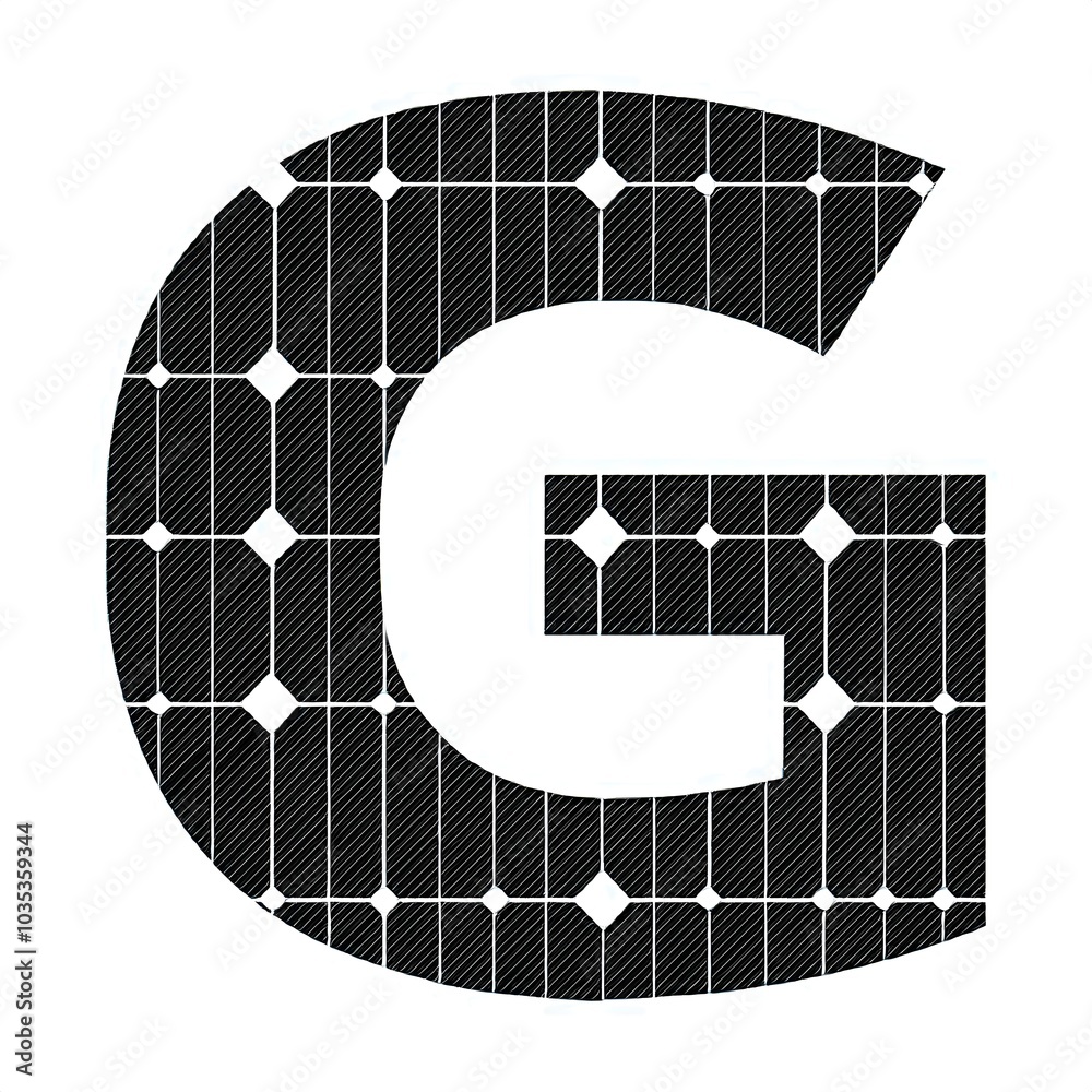 Wall mural g letters silhouette solar panel isolated on white background, g letters solar panel logo silhouette