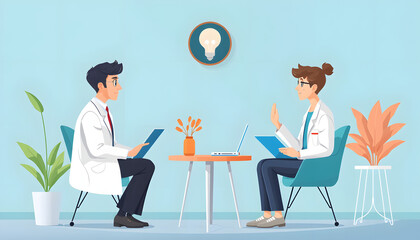 Flat psychologist therapy and psychological counseling.Psychotherapy session. Mental health. Psychological problems, mental disorders. Psychiatric consultation.World mental health day poster . Carto