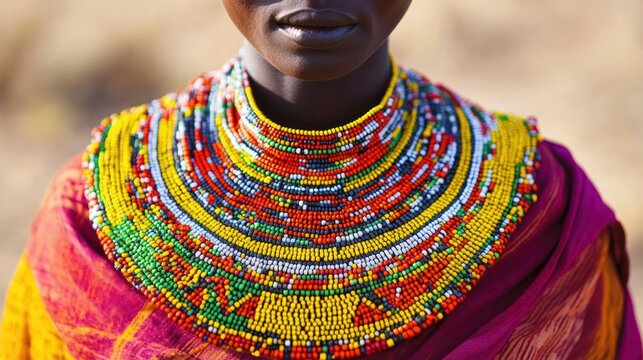 Turkana bead ornament traditions, featuring vibrant beadwork used to signify social status and cultural identity