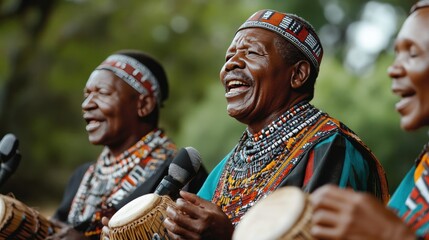Obraz premium Xhosa clan praise poetry, where orators celebrate ancestral heroes and preserve tribal history through spoken word