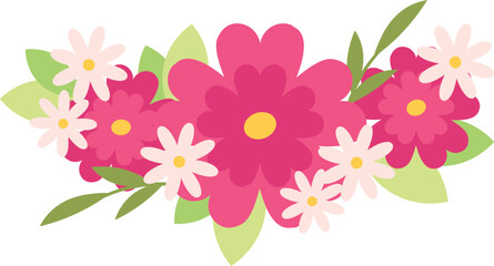 Floral decorative element. Pink flowers botanical composition