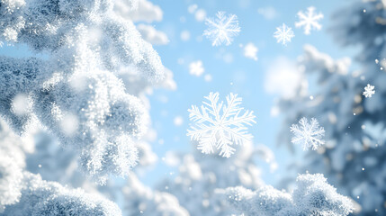 Snowflakes in a winter wonderland scene