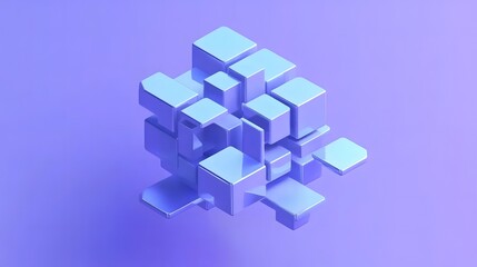 Obraz premium Abstract 3d render, purple and blue geometric design