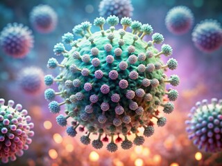 Obraz premium Detailed 3D Rendering of Influenza Virus Particles in Minimalist Style