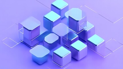 Obraz premium Abstract 3d render, purple and blue geometric design