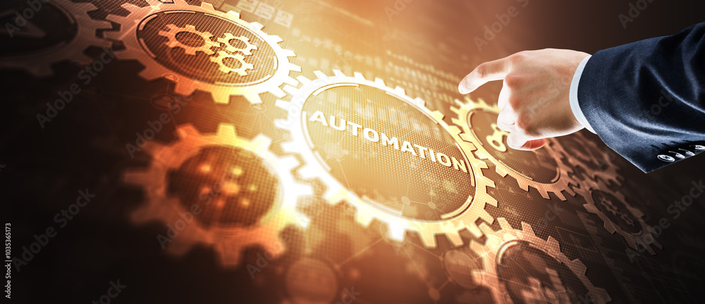Wall mural automation business and industrial process. automation of business workflows