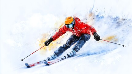 Winter sports.Extreme snowboarder having fun riding on fresh snow in white mountains.A professional rider rides a snowboard and carves freshly fallen snow in the mountain desert. AI generation