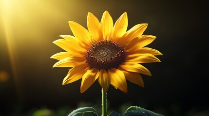 Fototapeta premium A single yellow flower is the main focus of the image