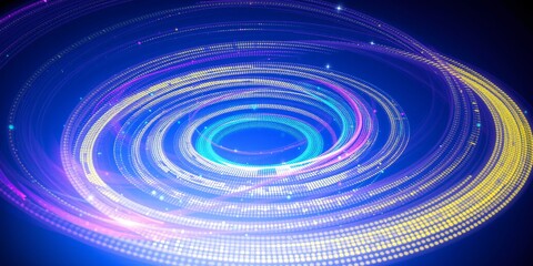 Light Trails Swirl Circular Energy Space Motion On Blue Background