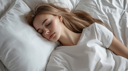Obraz premium Cute young woman sleeping on bed
