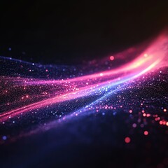 Obraz premium Abstract Light Trails. Wavy Blue and Pink Glowing Lines and Sparkles. Digital Data Concept.