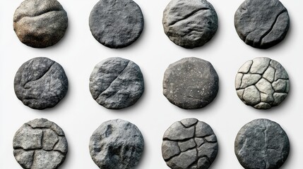Stone Buttons. Realistic Medieval Rock Set for Tablet Design Elements